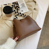 Fitshinling PU Women's Bag Casual Solid Pliad Belt Female Handbag