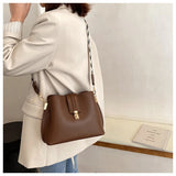 Fitshinling PU Women's Bag Casual Solid Pliad Belt Female Handbag