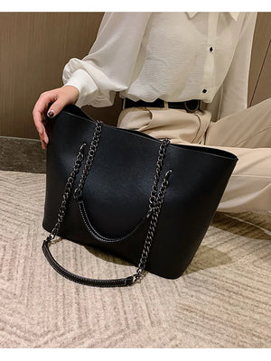 Fitshinling PU Bags For Women Leather Chain Handbags