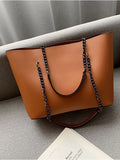 Fitshinling PU Bags For Women Leather Chain Handbags