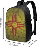 Mexico Flag Backpack Travel Laptop College Book Bag USB Port