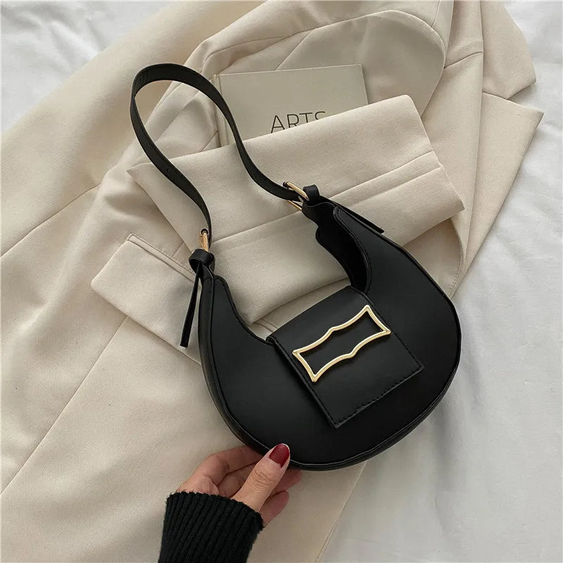 Half-moon PU Leather Shoulder Bag for Women