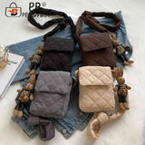 Rabbit Toys Mobile Phone Bag with Rhombic Lattice Ladies Wallet