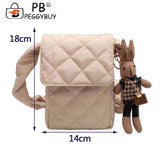 Rabbit Toys Mobile Phone Bag with Rhombic Lattice Ladies Wallet