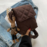 Rabbit Toys Mobile Phone Bag with Rhombic Lattice Ladies Wallet