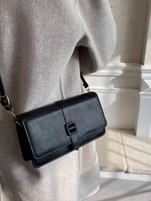 Solid PU Leather Crossbody Shoulder Bag for Women
