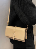 Solid PU Leather Crossbody Shoulder Bag for Women