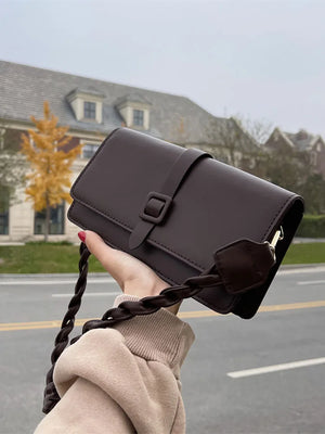 Solid PU Leather Crossbody Shoulder Bag for Women