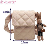 Flap Crossbody Bag with Rabbit Toys Rhombic Lattice Wallet for Weekend Vacation