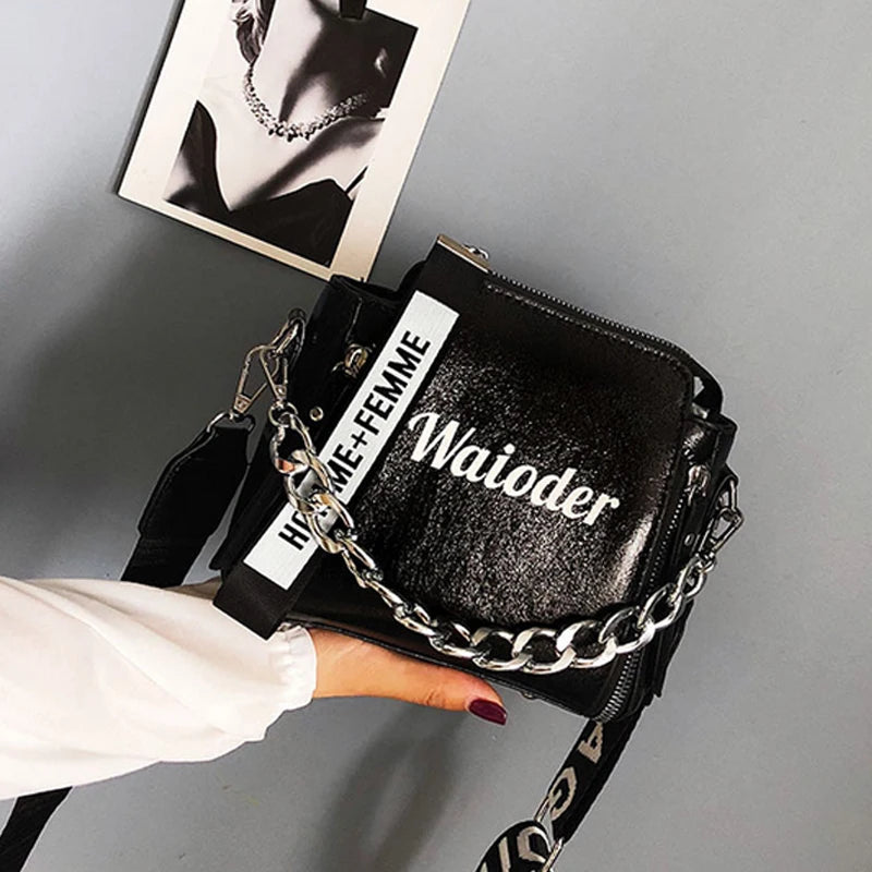 Flash Laser Women Letter Shoulder Bag Messenger Bags