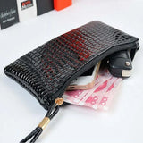 Leather Finger Ring Phone Wallet Men Women Clutch Bag