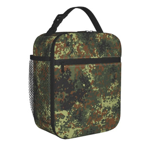 Flecktarn Camo Reusable Lunch Box Leakproof Insulated Cooler Bag