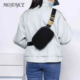 Plush Fleece Waist Bag Zipper Pocket Adjustable Strap Outdoor Sports