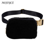 Plush Fleece Waist Bag Zipper Pocket Adjustable Strap Outdoor Sports
