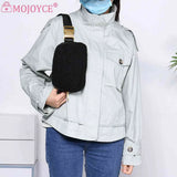 Plush Waist Bag Zip Pocket Adjustable Strap for Sports