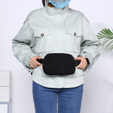 Plush Crossbody Bag with Zipper Pocket Solid Color