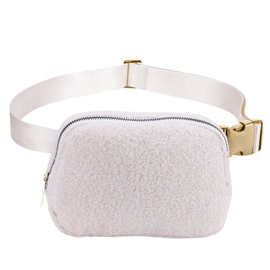 Plush Crossbody Bag with Zipper Pocket - Women's Stylish Travel Purse