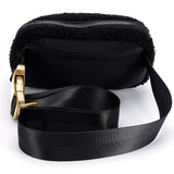 Plush Crossbody Bag with Zipper Pocket Solid Color