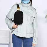 Plush Crossbody Bag Zipper Pocket Adjustable Strap Fanny Pack Waist Pack