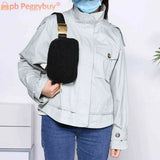 Plush Waist Bag Zipper Pocket Women Messenger Bag for Outdoor Sports