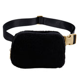 Plush Waist Bag Zipper Pocket Women Shoulder Bag for Outdoor Sports