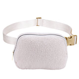 Plush Fleece Waist Bag Zipper Pocket Outdoor Sports Bag