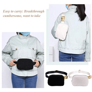 Plush Fleece Waist Bag Zipper Pocket Outdoor Sports Bag