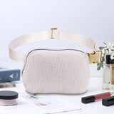 Plush Fleece Waist Bag Zipper Pocket Outdoor Sports Bag