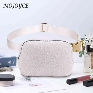 Plush Waist Bag Zipper Pocket Women Waist Belt Bag for Outdoor Sports