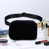 Fleece Waist Belt Bag Zipper Pocket Women Crossbody Bag