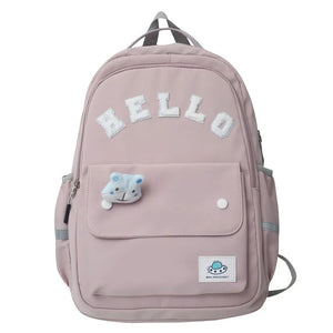 Cartoon Bear Pendant Letter Print Female Student Backpack