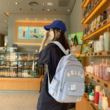 Cartoon Bear Pendant Letter Print Female Student Backpack