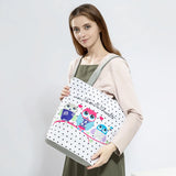 Floral & Owl Print Women's Casual Tote Bag for Daily Use & Shopping