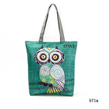 Floral & Owl Print Women's Casual Tote Bag for Daily Use & Shopping