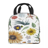 Floral Background Cooler Lunch Box Insulated Lunch Bag