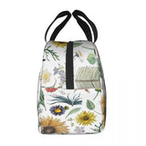 Floral Background Cooler Lunch Box Insulated Lunch Bag
