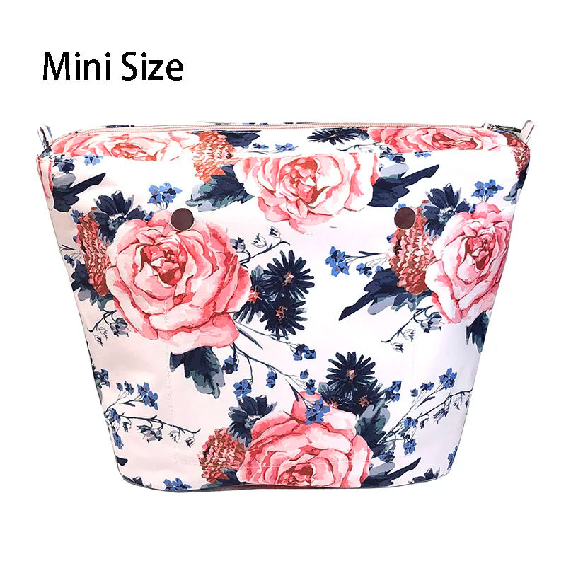 Floral Border Lining Zipper Pocket For OBag Mini Insert