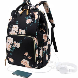 Floral Diaper Bag Backpack Large Baby Bag Multi-functional Travel Back Pack