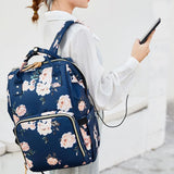 Floral Diaper Bag Backpack Large Baby Bag Multi-functional Travel Back Pack
