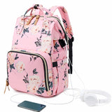Floral Diaper Bag Backpack Large Baby Bag Multi-functional Travel Back Pack