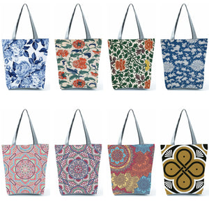 Floral Plant Printed Handbags Eco Friendly Shoulder Bag