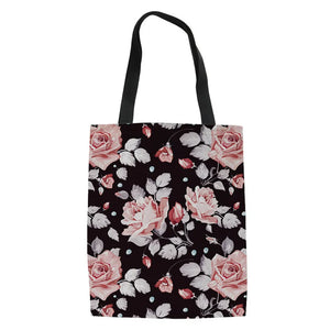 Floral 3D Printing Student Book Bag Canvas Shoulder Pocket Ladies Grocery Bag