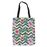 Floral 3D Printing Student Book Bag Canvas Shoulder Pocket Ladies Grocery Bag