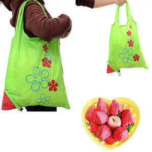 Floral Reusable Grocery Bag Large Strawberry Shopping Tote