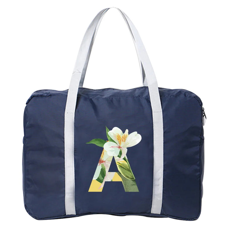 Floral Letter Nylon Travel Bags Large Capacity Luggage Water Proof Handbags