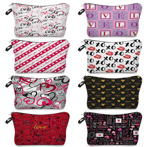 Floral Love Print Makeup Bag Toiletry Bag