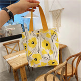 Floral Mini Canvas Shopping Handbags Female Reusable Foldable Tote Bags
