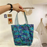 Floral Mini Canvas Shopping Handbags Female Reusable Foldable Tote Bags