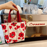Floral Mini Canvas Shopping Handbags Female Reusable Foldable Tote Bags