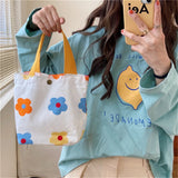 Floral Mini Canvas Shopping Handbags Female Reusable Foldable Tote Bags